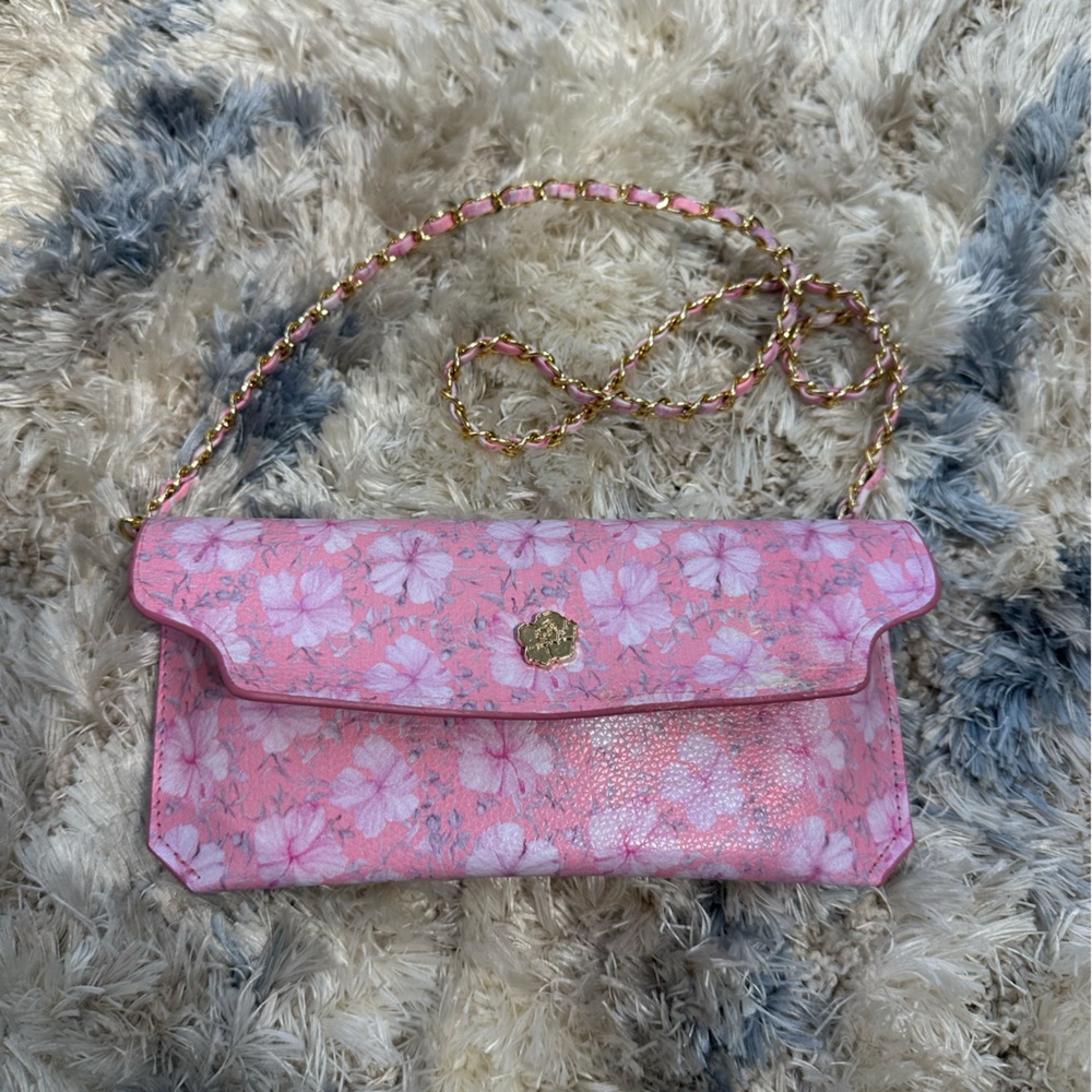 Pink Floral sunglasses holder with Chain Strap